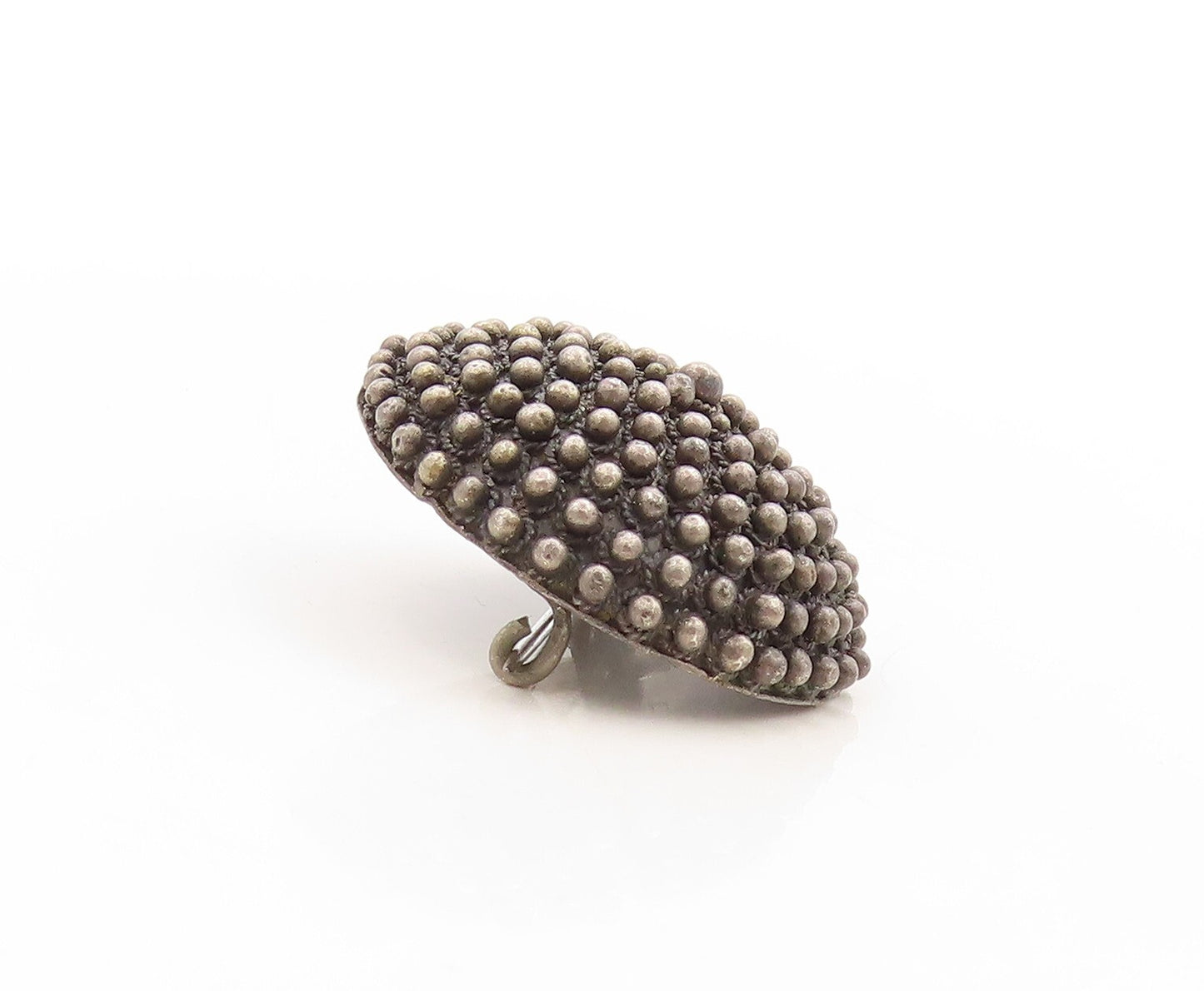 925 Sterling Silver Vintage Brooch Pin ISRAEL Dark Tone Bead Carved  BP11299