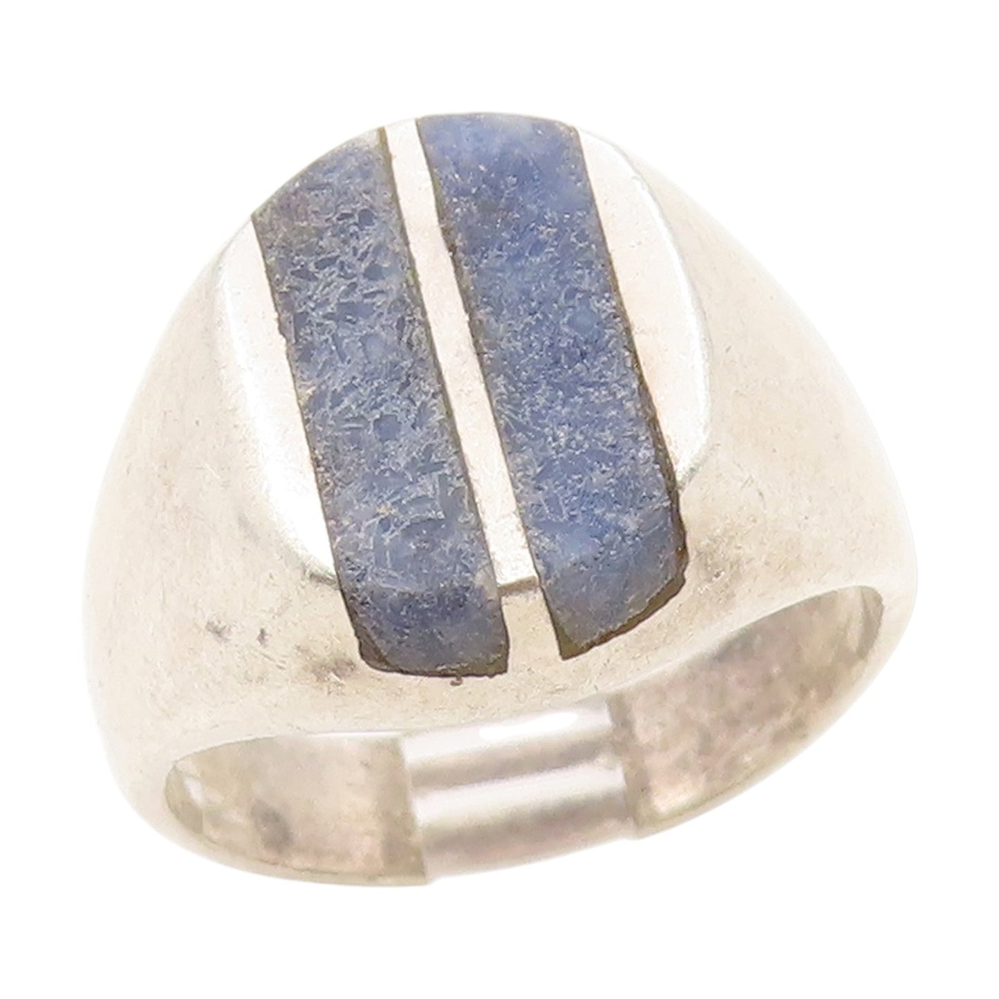 925 Sterling Silver Vintage Ring Lapis Lazuli Geometric Inlay  Sz 10  RG34477