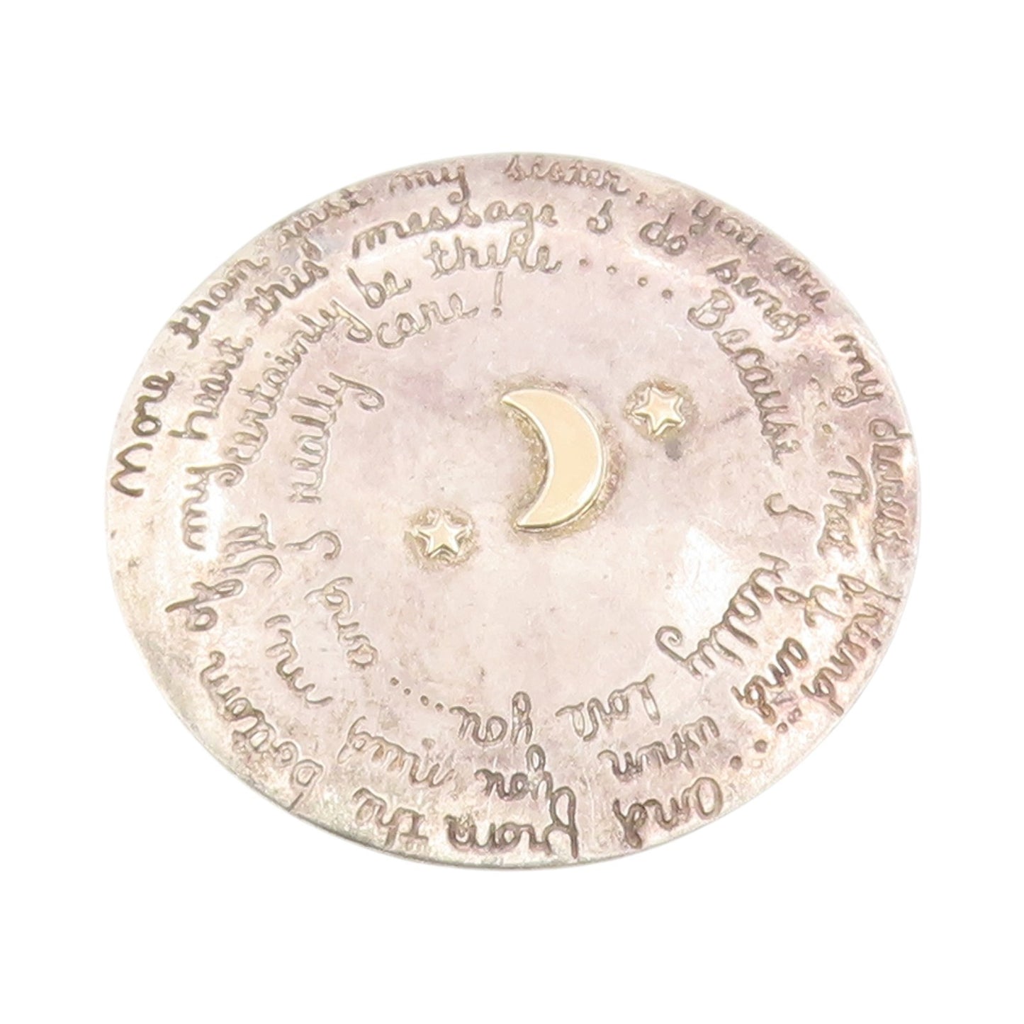 925 Sterling Silver Vintage Brooch MARGIE LOMBARD Engraved Story Pin  BP12003