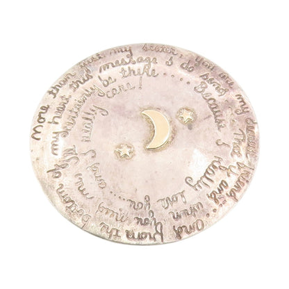 925 Sterling Silver Vintage Brooch MARGIE LOMBARD Engraved Story Pin  BP12003