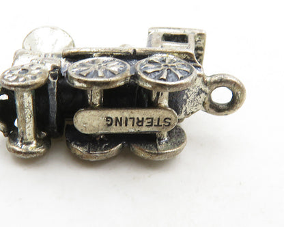 925 Sterling Silver  Vintage Petite Old Fashioned Steam Train Pendant  PT15477