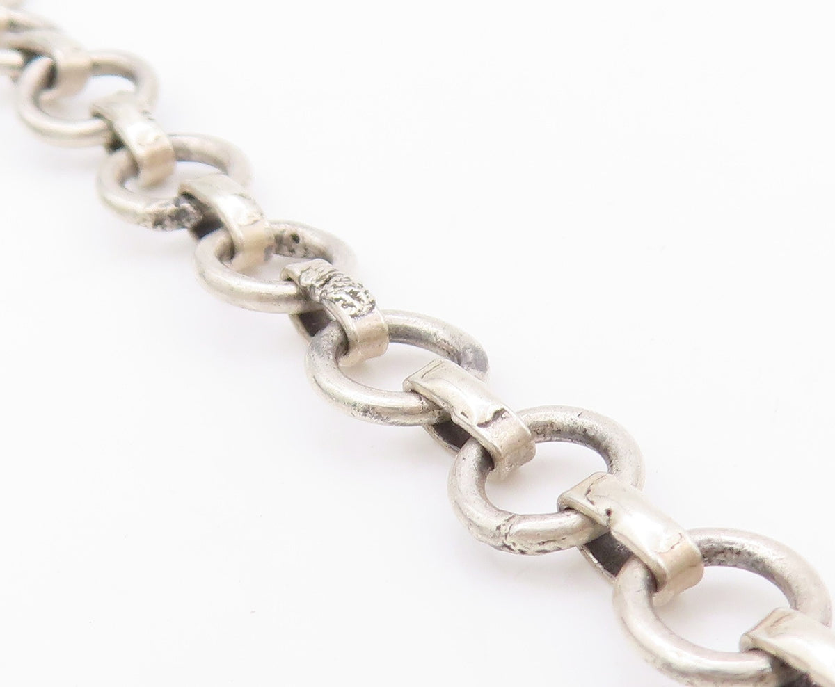 925 Sterling Silver Vintage Necklace Designer Sphere And Square Cutouts NE4529
