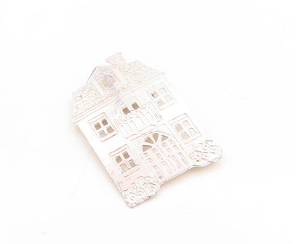 925 Sterling Silver Vintage Brooch Pin Solid Cutout Large House  BP11342