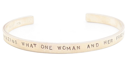925 Sterling Silver  Vintage Amazing Woman Stamped Quote Cuff Bracelet  BT2562