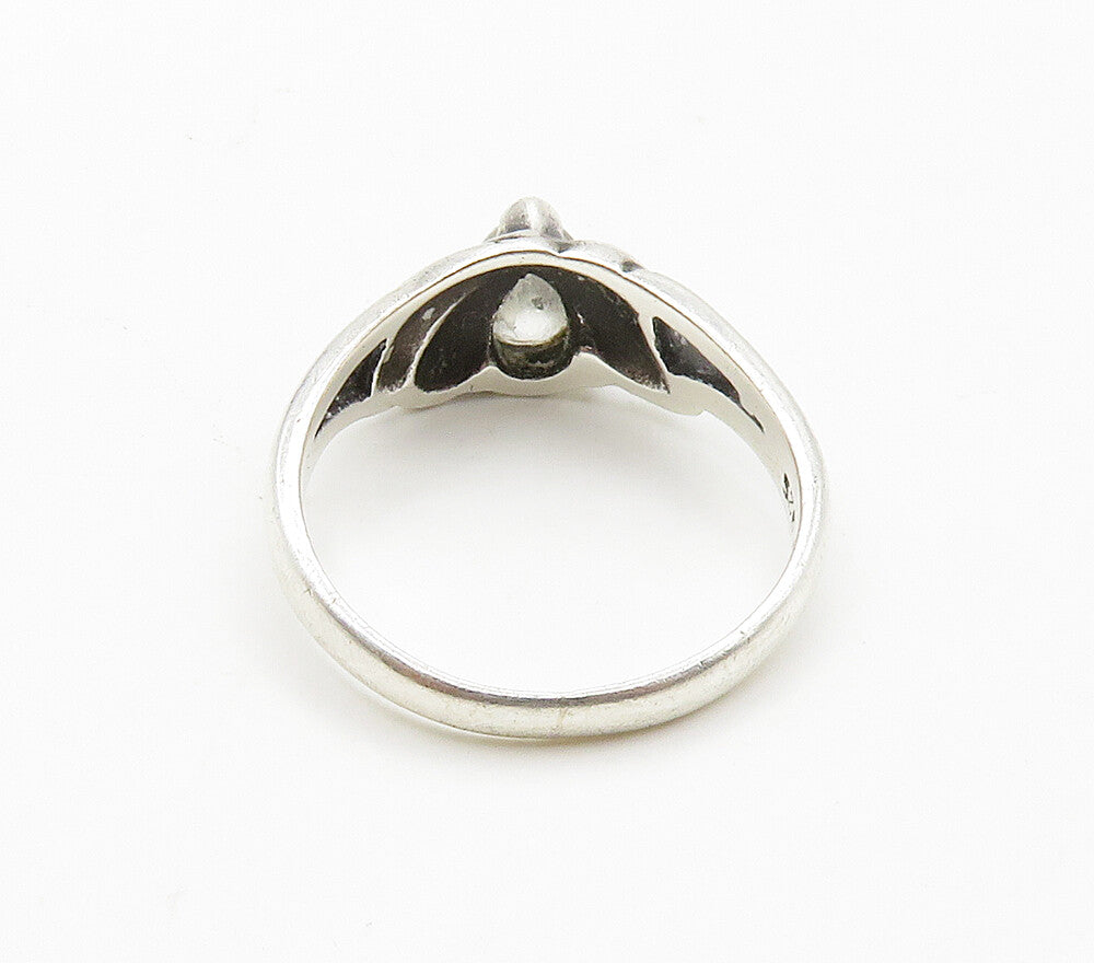 BOMA 925 Silver  Vintage Tear Drop Cubic Zirconia Band Ring Sz 7  RG16111