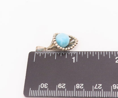 925 Sterling Silver Vintage Pendant Larimar Bead Cutout Drop Beaded Cone PT22800