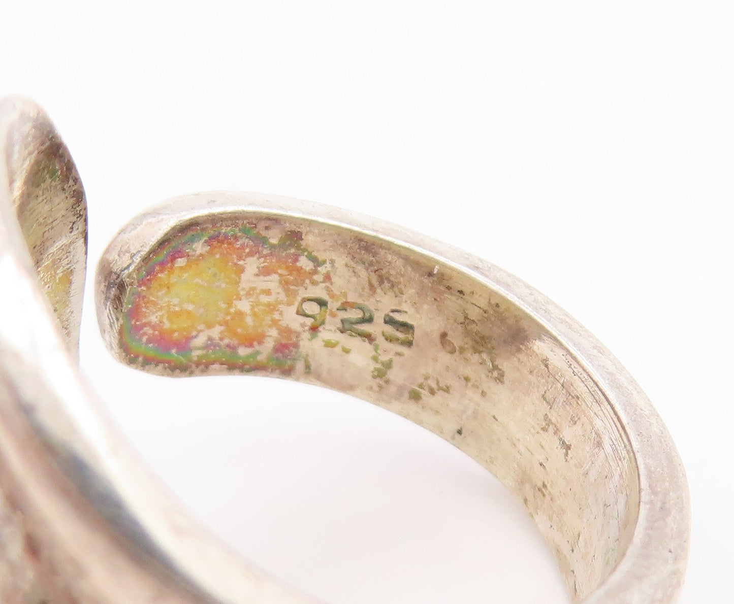925 Sterling Silver Vintage Ring Modernist Abstract Design Band  Sz 7.5  RG36200