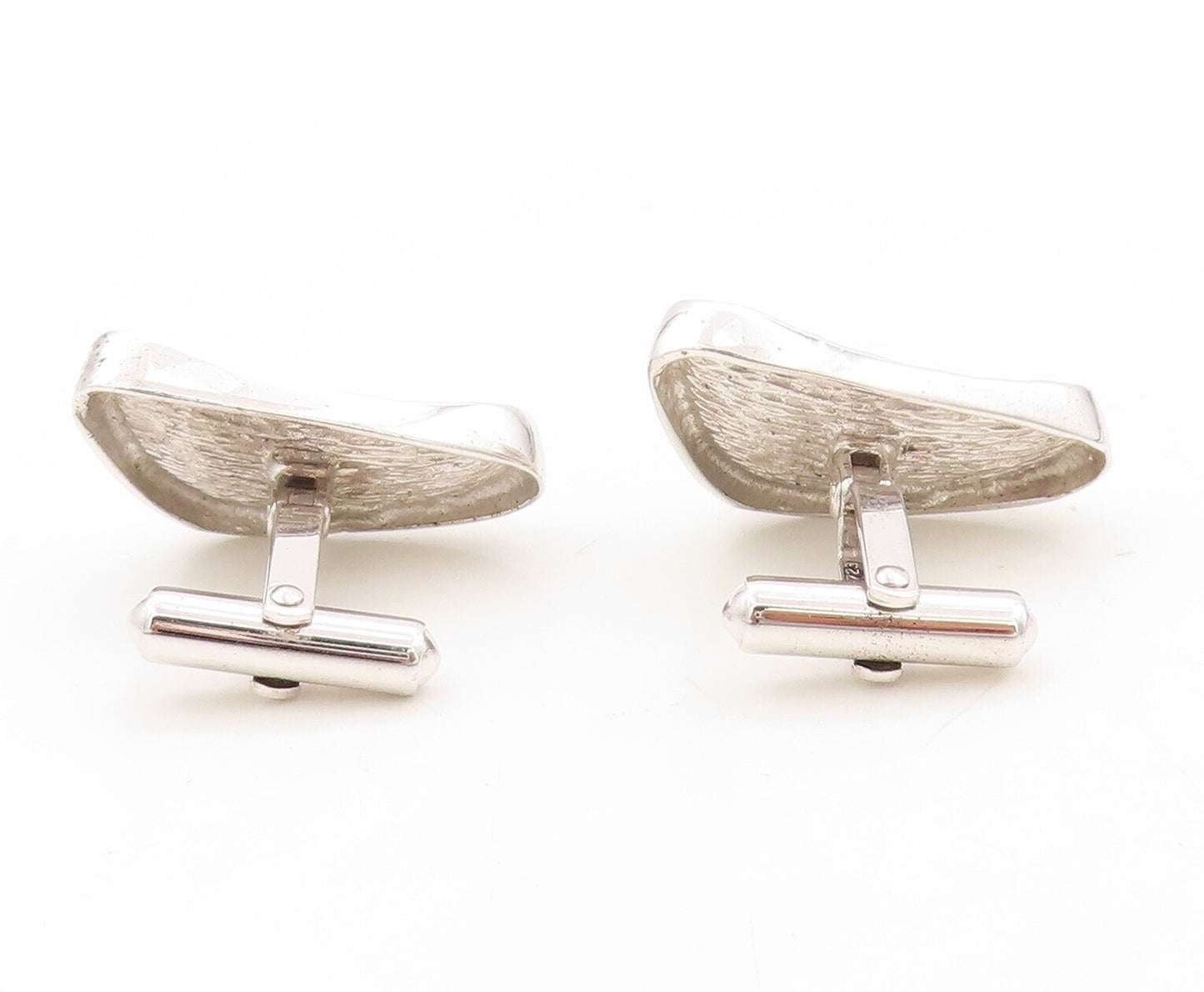 925 Sterling Silver Vintage Cuff Links Designer Triangular Cut Cat's Eye  TR3795