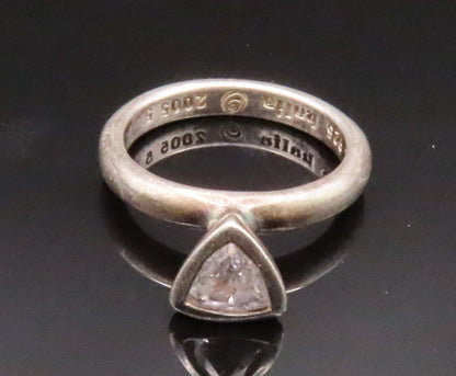HALIA 925 Silver  Vintage Minimalist Triangle Cubic Zirconia Ring Sz 5 RG25090