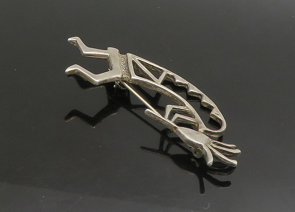 SOUTHWESTERN 925 Silver Vintage Shiny Kokopelli Dancer Brooch Pin BP9062