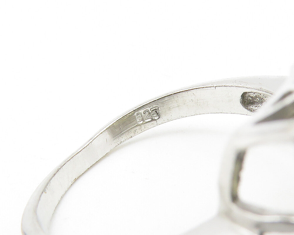 925 Sterling Silver  Shiny Cubic Zirconia Square Cocktail Ring Sz 9  RG10835