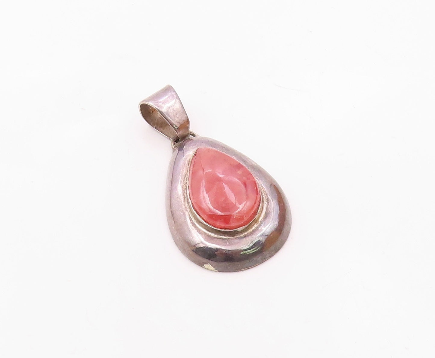925 Sterling Silver  Vintage Cabochon Cut Quartz Tear Drop Pendant  PT11050