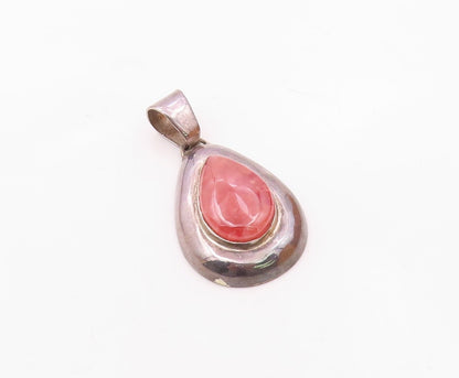 925 Sterling Silver  Vintage Cabochon Cut Quartz Tear Drop Pendant  PT11050