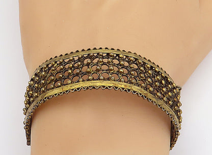 925 Sterling Silver  Vintage Antique Wavy Trim Round Bangle Bracelet  BT1730