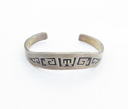 MEXICO 925 Sterling Silver  Vintage Enamel Patterned Cuff Bracelet  BT2013
