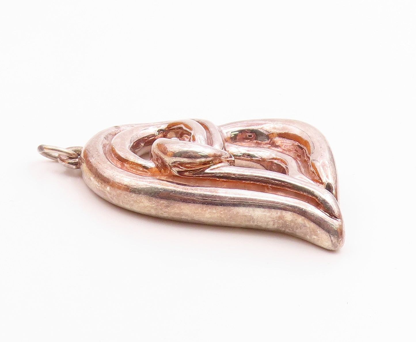 DESIGNER 925 Silver  Vintage Dark Tone Hollow Love Heart Pendant  PT19496