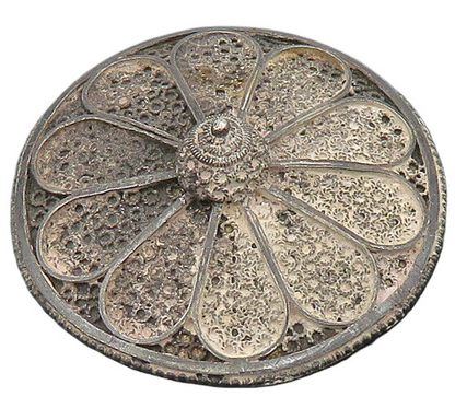 ISRAEL 925 Sterling Silver  Vintage Antique Flower Motif Brooch Pin  BP8075