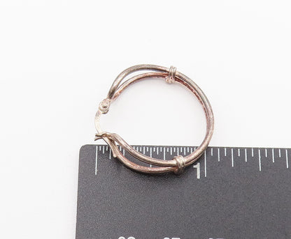 925 Sterling Silver  Vintage Tied Open Loop Fashion Hoop Earrings  EG12313
