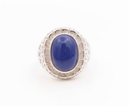 925 Sterling Silver Vintage Ring Lapis Lazuli Statement Band  Sz 11  RG36153
