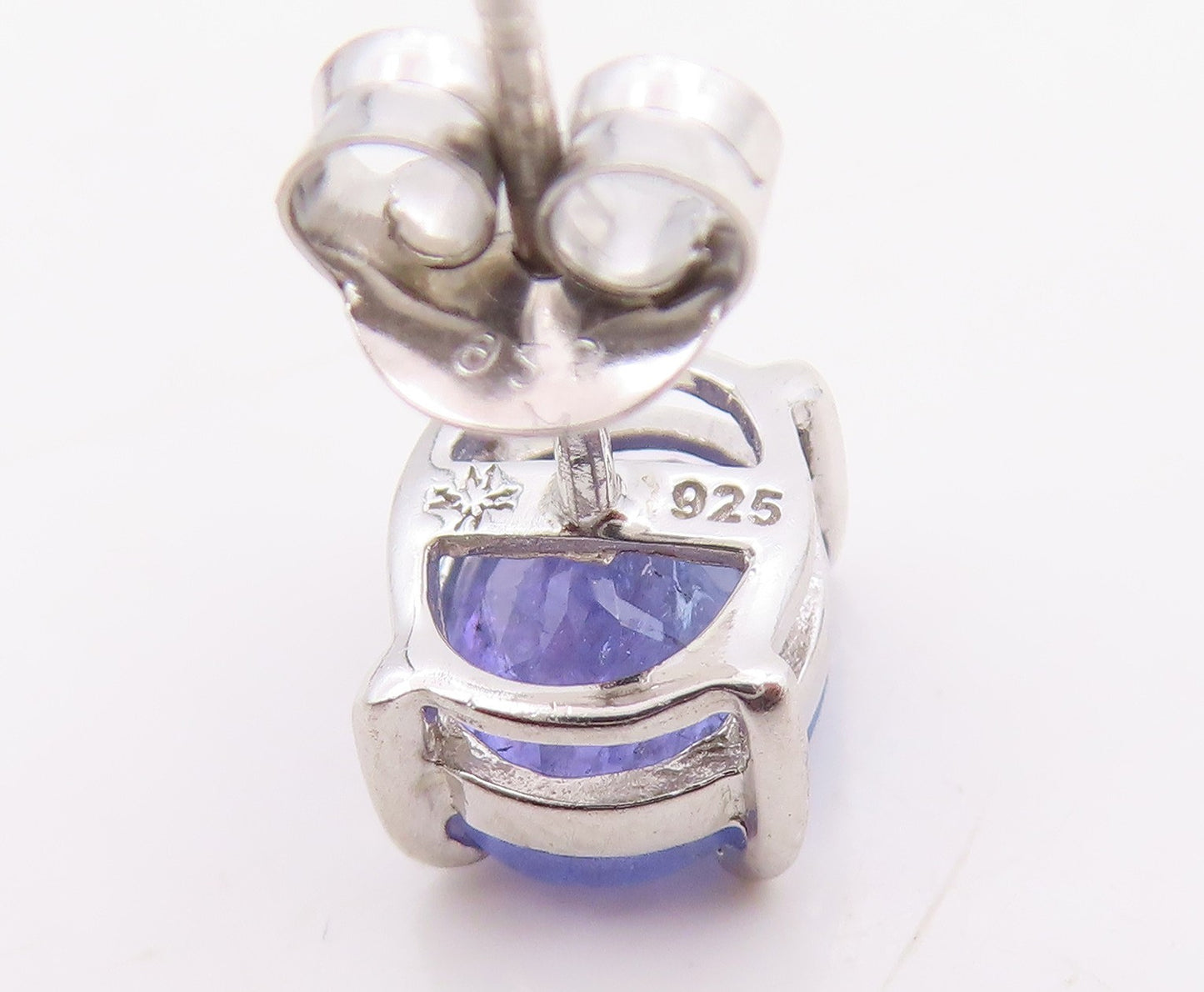 925 Sterling Silver Vintage Earrings Minimalist Oval Cut Tanzanite Stud  EG14273