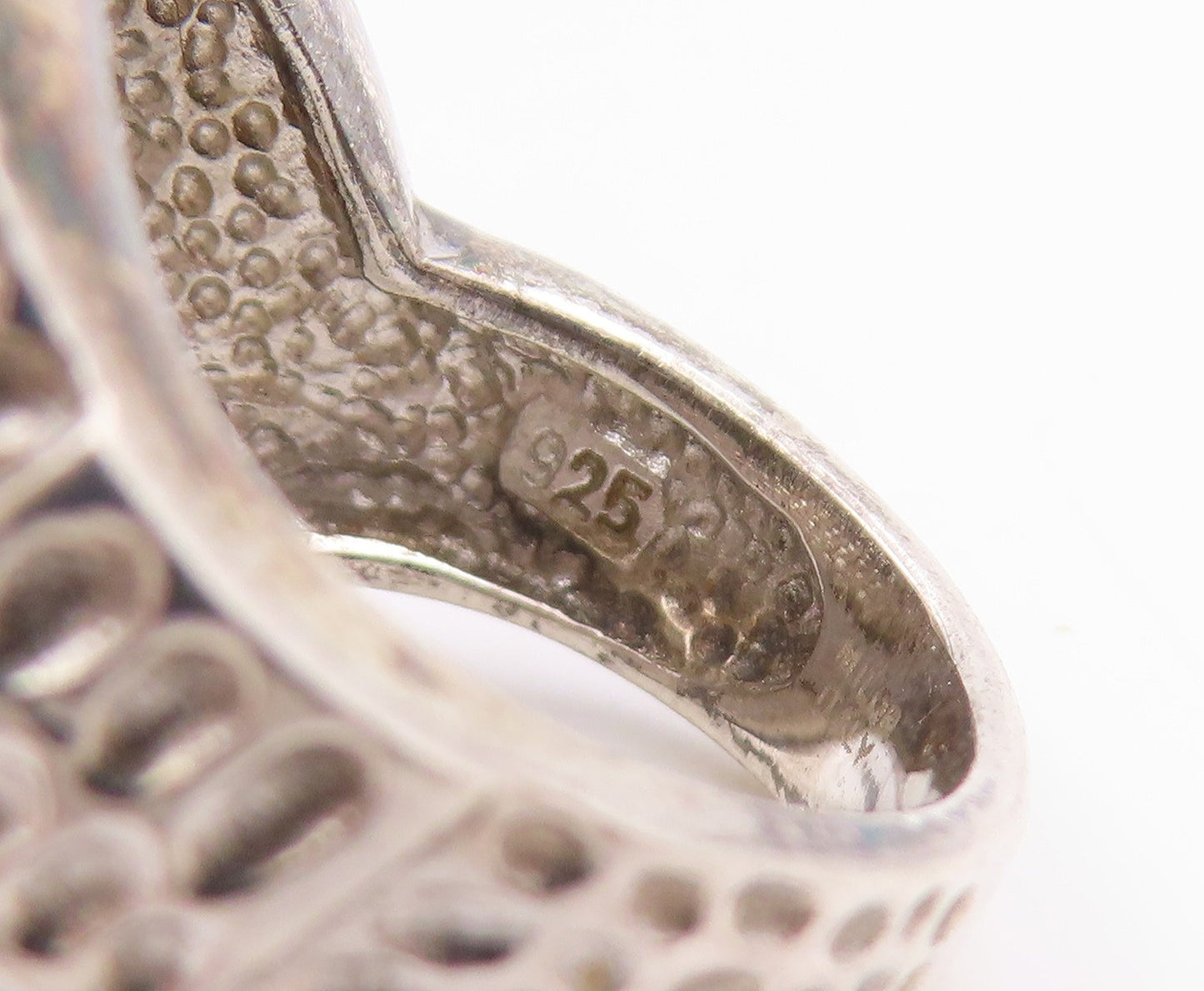 925 Sterling Silver Vintage Ring Sparkling CZ Cluster Dome Band  Sz 5.5  RG34866