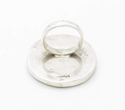 SANDY BAKER 925 Silver  Vintage Mother Of Pearl Cocktail Ring Sz 9  RG16414