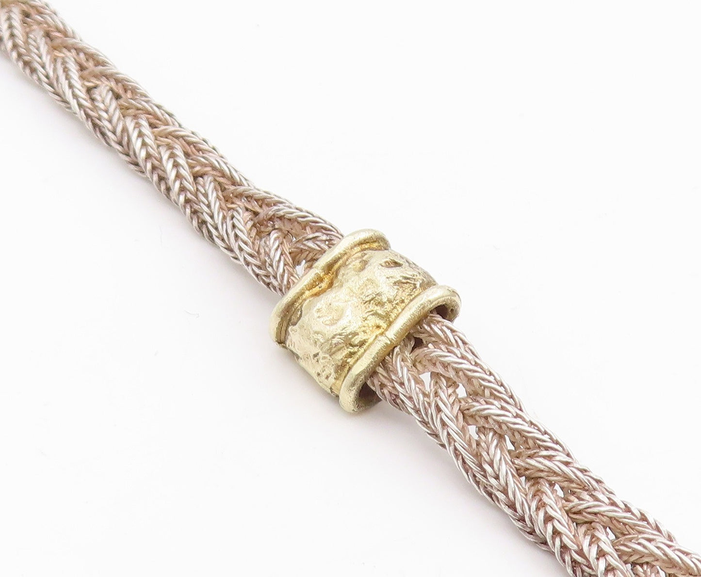 925 Sterling Silver Vintage Necklace ANTIOCH Two Tone Braided Rope Tassel NE4876