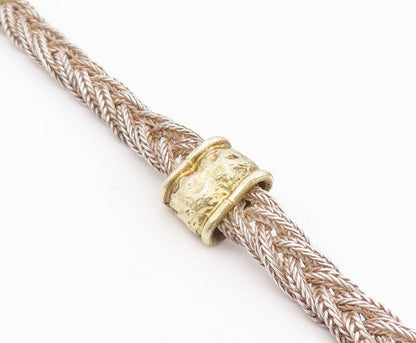 925 Sterling Silver Vintage Necklace ANTIOCH Two Tone Braided Rope Tassel NE4876