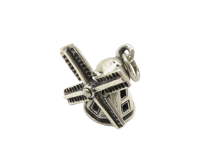BEAU 925 Sterling Silver  Vintage Windmill Motif Drop Pendant  PT8336
