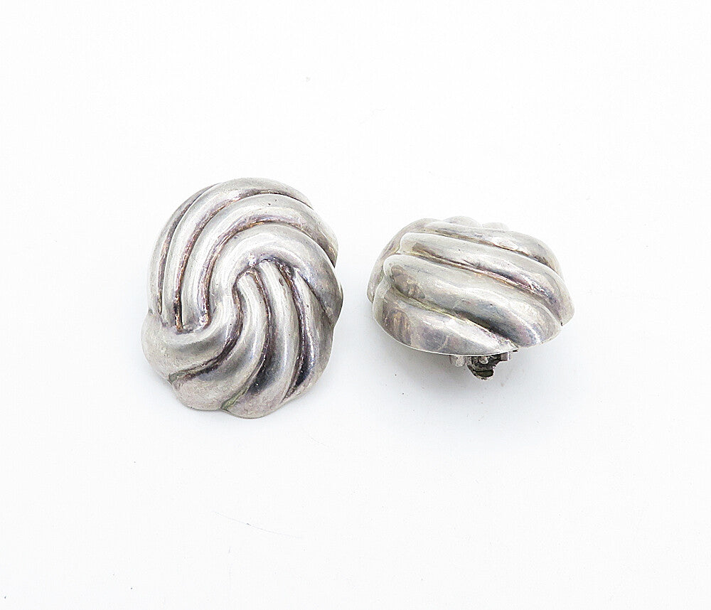 925 Sterling Silver  Vintage Modernist Fluted Hollow Swirl Earrings  EG2287