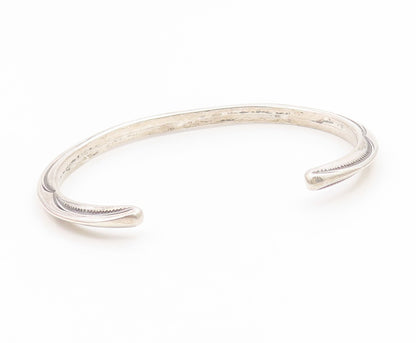 925 Sterling Silver Vintage Bracelet NAVAJO Minimalist Etched Wave Cuff  BT11901