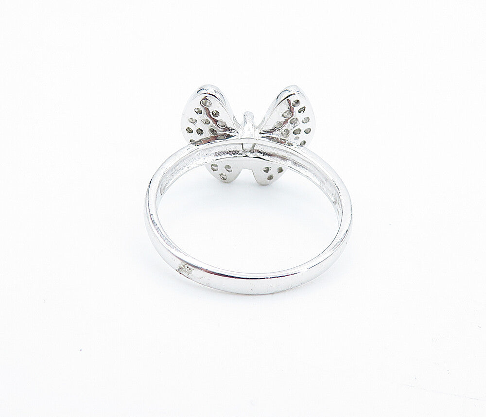 925 Sterling Silver  Cubic Zirconia Butterfly Motif Band Ring Sz 8  RG7276