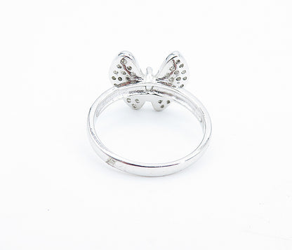 925 Sterling Silver  Cubic Zirconia Butterfly Motif Band Ring Sz 8  RG7276