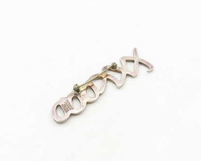 MEXICO 925 Sterling Silver  Vintage Shiny XO Hugs & Kisses Brooch Pin  BP7272