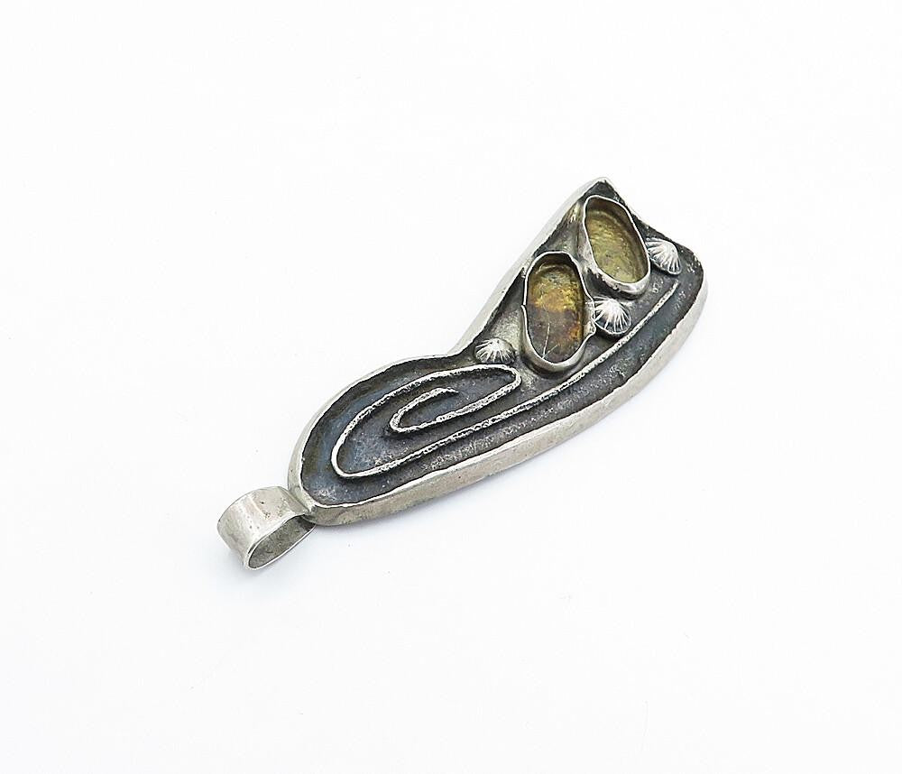 NAVAJO JOHN HORNBECK 925 Silver Vintage Antique Sculpted Pendant  PT4262