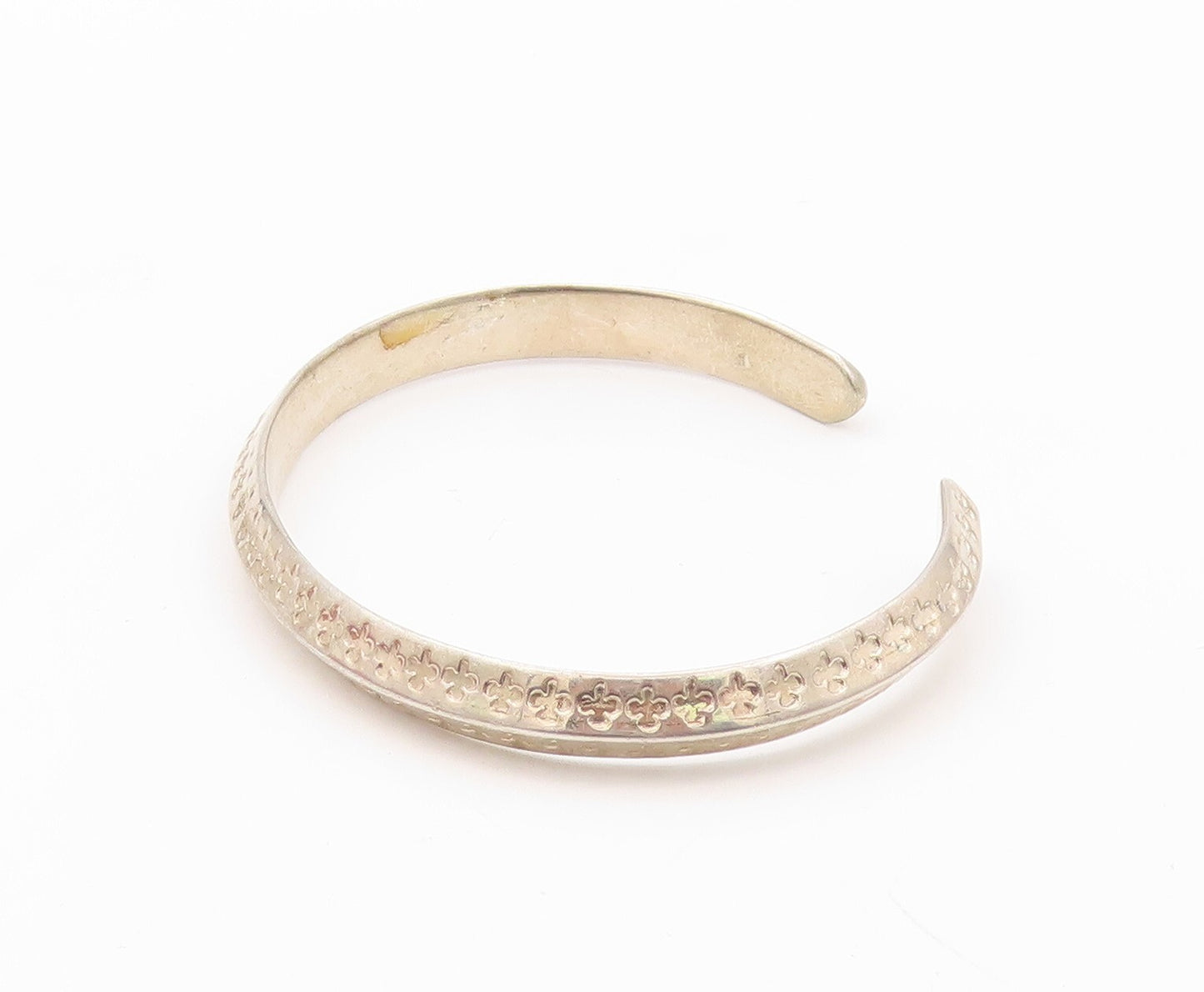 925 Sterling Silver Vintage Bracelet Floral Bands Carved Cuff  BT10788