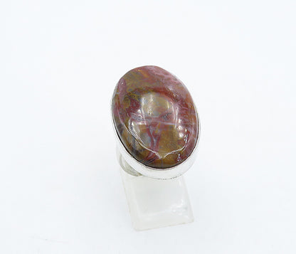 925 Sterling Silver  Vintage Agate Shiny Smooth Cocktail Ring Sz 8  RG4500