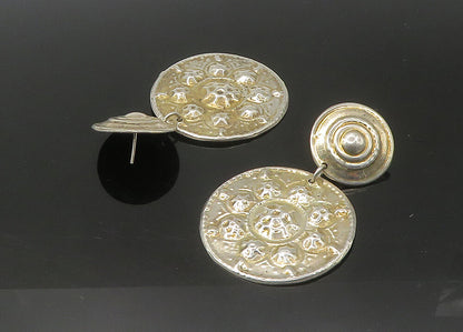 MEXICO 925 Sterling Silver  Vintage Hammered Detail Dangle Earrings  EG10952