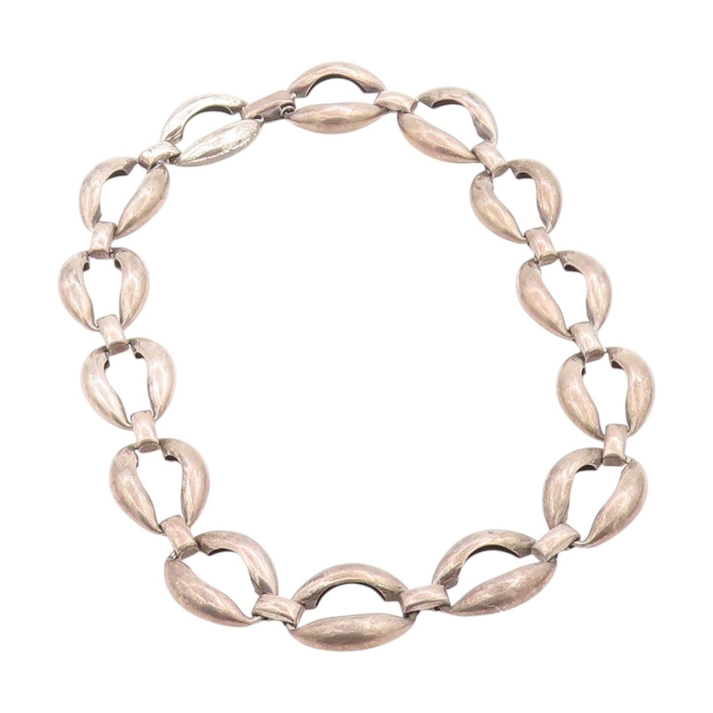 925 Sterling Silver Vintage Necklace DANECRAFT  Puffed Oval Link Chain  NE4635