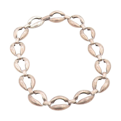 925 Sterling Silver Vintage Necklace DANECRAFT  Puffed Oval Link Chain  NE4635