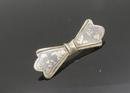 925 Sterling Silver Vintage Brooch Pin EAST EUROPE Antique Floral Bow   BP12534