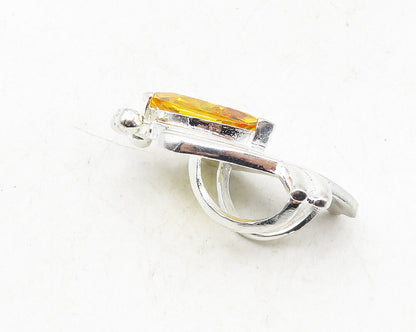 925 Sterling Silver  Marquise Cut Citrine Crossed Ribbon Slide Pendant  PT7209