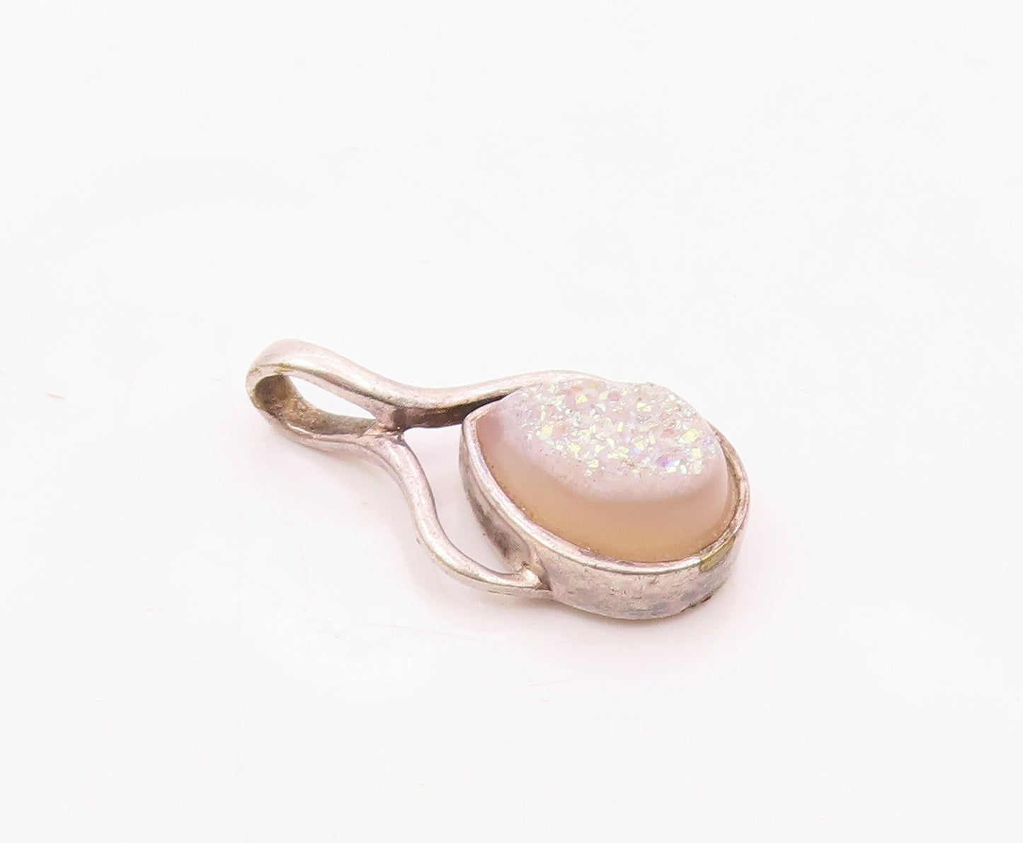 SAJEN 925 Sterling Silver Vintage Druzy Stone Tear Drop Shiny Pendant PT16629