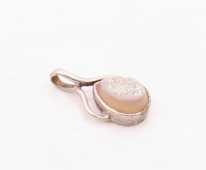 SAJEN 925 Sterling Silver Vintage Druzy Stone Tear Drop Shiny Pendant PT16629
