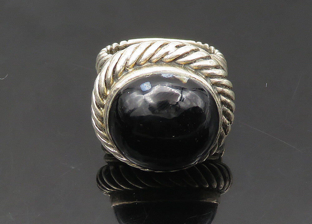 925 Sterling Silver  Vintage Cabochon Black Onyx Cocktail Ring Sz 5  RG22221