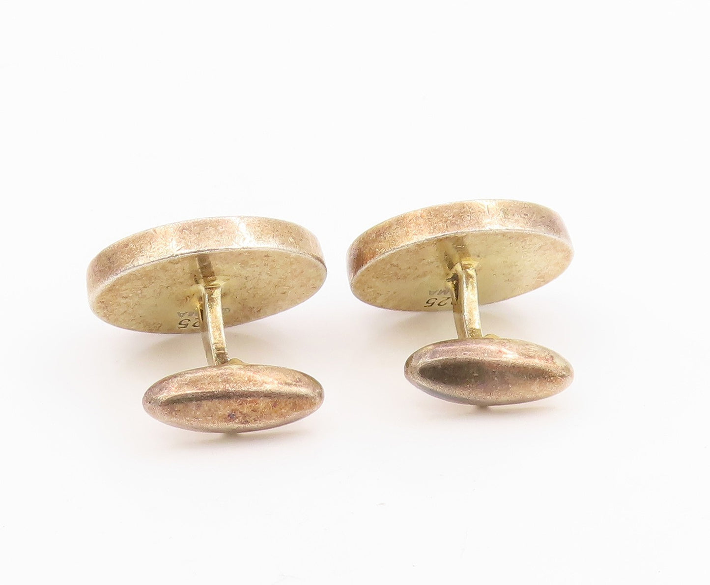 925 Sterling Silver Vintage Cufflinks MMA Mother Of Pearl & Lapis Lazuli  TR4150
