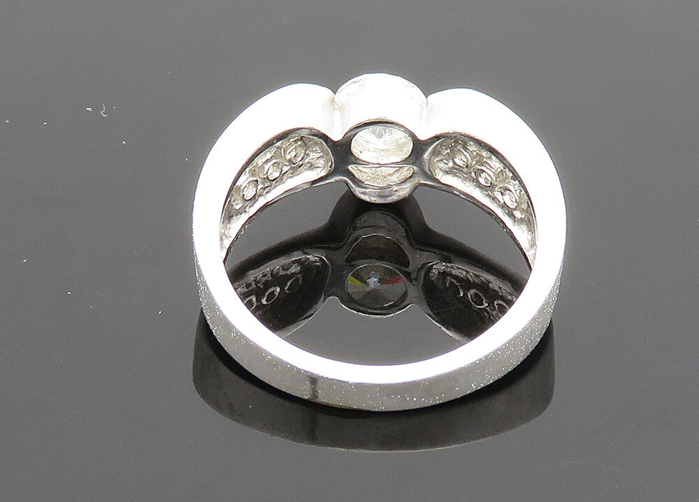 925 Sterling Silver Vintage Cubic Zirconia Matte Band Ring Sz 9  RG19907