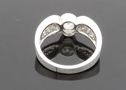 925 Sterling Silver Vintage Cubic Zirconia Matte Band Ring Sz 9  RG19907