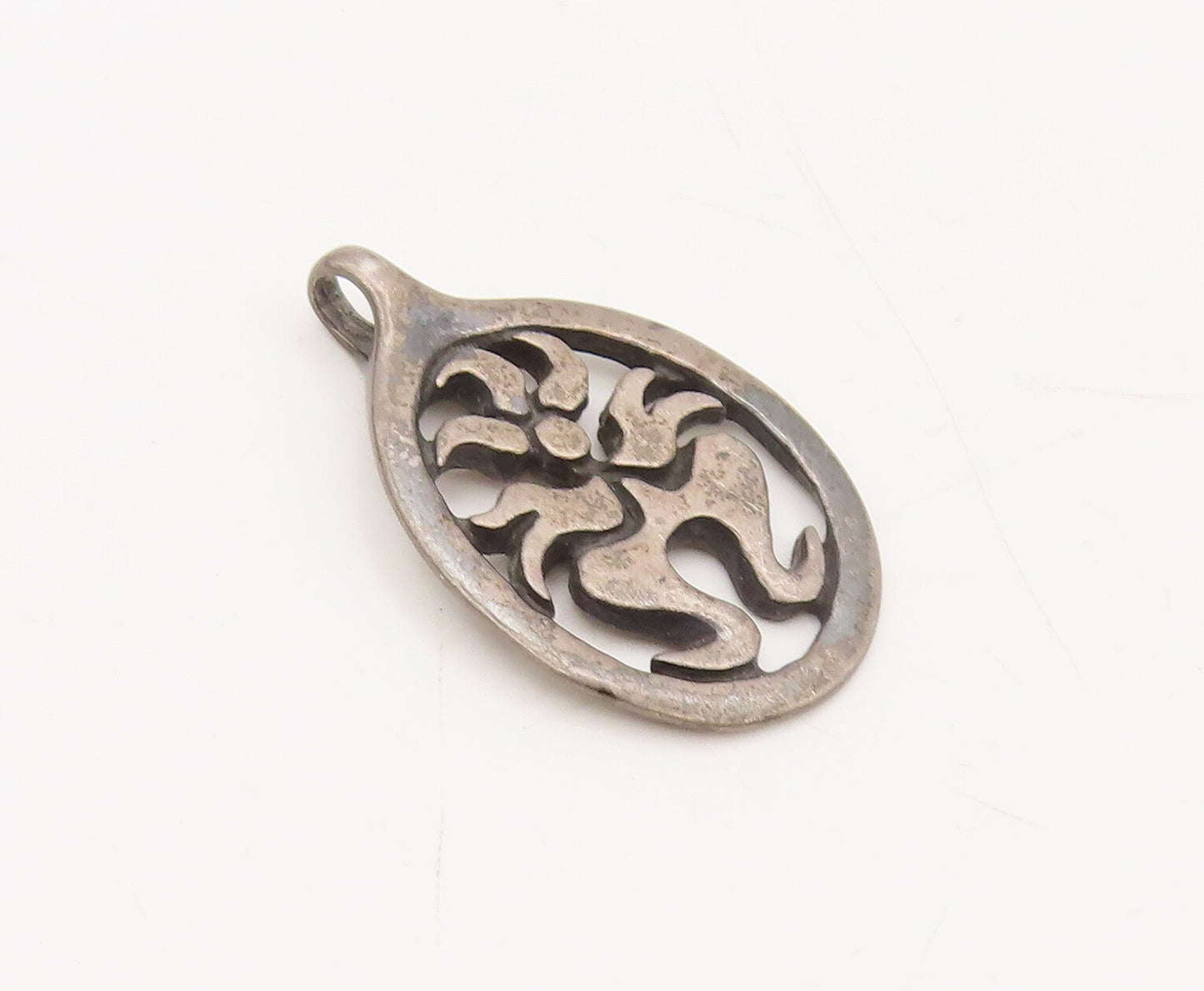 925 Sterling Silver Vintage Pendant Solid Dancer On Flame Cutout  PT22466