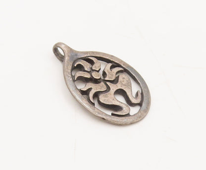 925 Sterling Silver Vintage Pendant Solid Dancer On Flame Cutout  PT22466